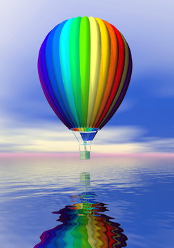 Colorful hot air balloon - 3D render