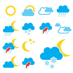 Vector set of color weather symbols - sign, icon
