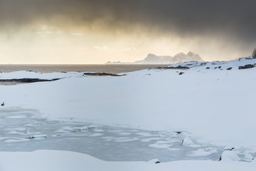lofoten island during winter time