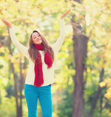 Teen girl in autumn outdoor