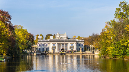 Fototapeta na wymiar Royal Palace in the Lazienki Park in Warsaw under renovations