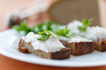 Fried toast with bacon