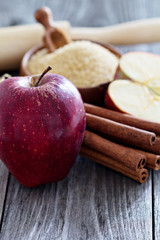 Baking a pie - apples, sugar and cinnamon