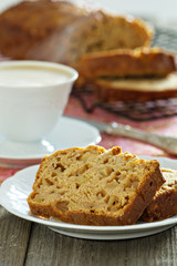 Apple pound cake with coffee