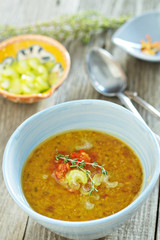 Lentil soup in a bowl