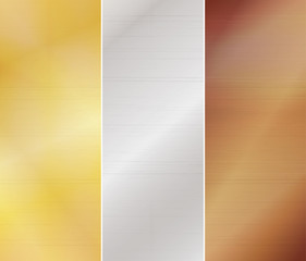 Set of three metal backgrounds - gold, silver, bronze