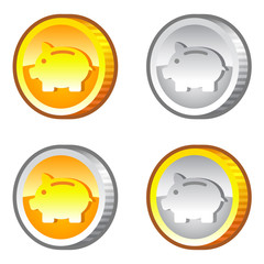Coins with piggy bank sign