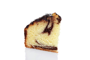 macro slice chocolate marble cake