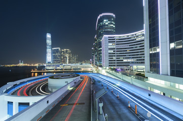 traffic in Hong Kong at night