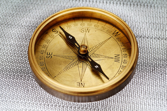 Close up of antique compass