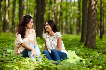 Mother and daughter at a picnic