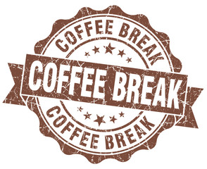 coffee break brown vintage grunge seal on white