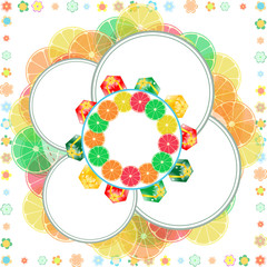 Frame with flowers and fruits