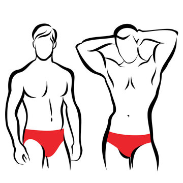 athletic men silhouettes, vector symbols collection
