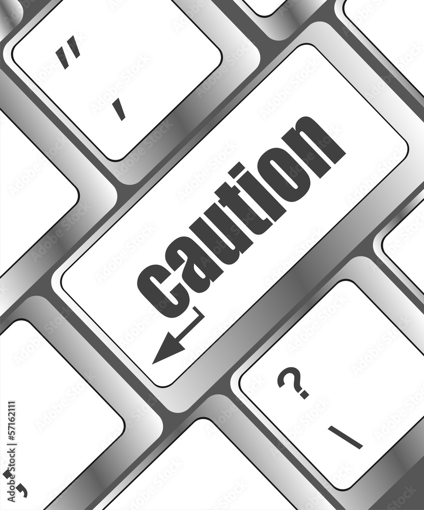 Poster computer keyboard with a caution button