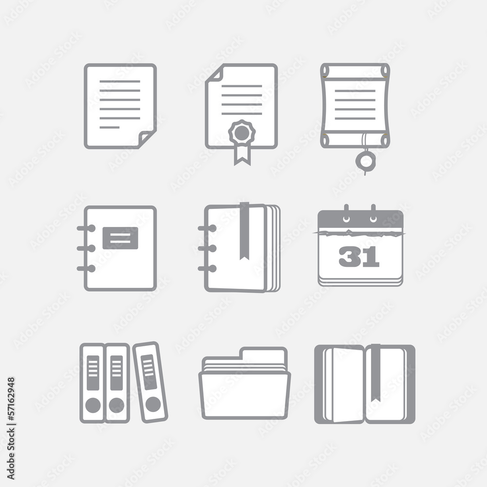 Poster office documents vector icons set