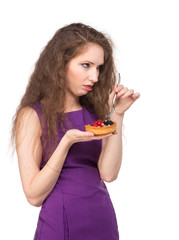 Woman enjoy cake