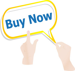 hands holding abstract cloud with buy now word
