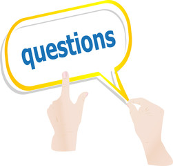 hands holding abstract cloud with questions word