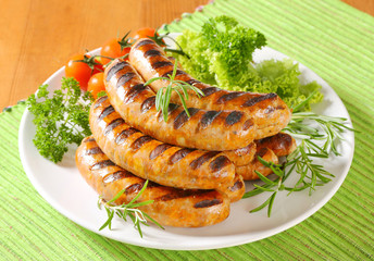 Grilled bratwursts