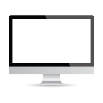 Computer screen, 3D LCD monitor on isolated white background