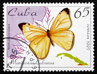 Postage stamp Cuba 1995 Black-striped White, Butterfly
