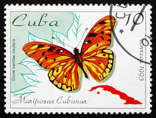 Fototapeta na wymiar Znaczek pocztowy Kuba 1995 Passion Butterfly, Butterfly