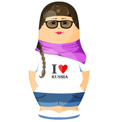 Hipster style matrioshka babushka doll illustration