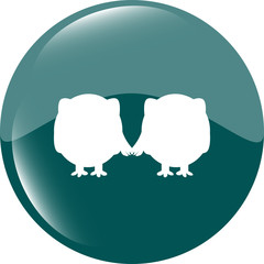 Glossy isolated website and internet web icon with owl symbol
