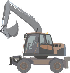 Vector silhouette of a tractor of road service