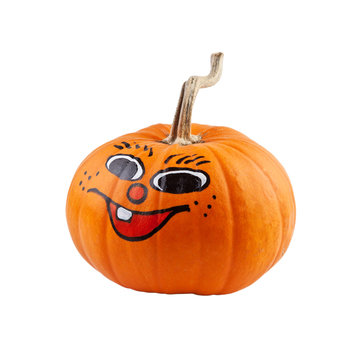 Halloween pumpkin with smile isolated on white