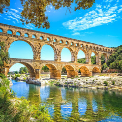 Roman aquaduct Pont du Gard, Unesco-site.Languedoc, Frankrijk.