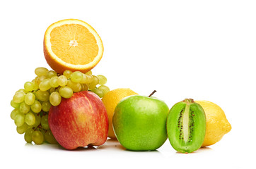 Composition with fruits isolated on a white