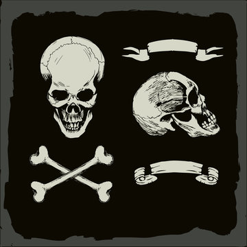 skull and crossbones, gunge background, pirate, heavy metal
