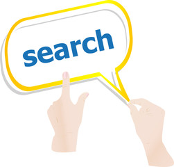 hands holding abstract cloud with search word