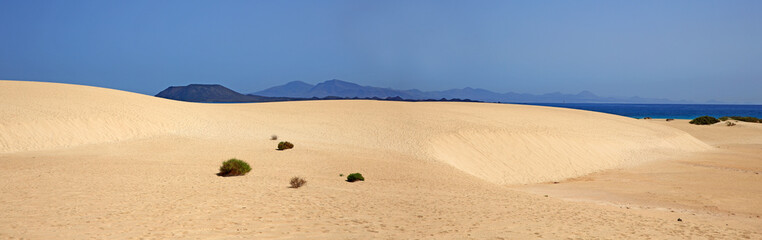 panorama sur les dunes et océan des îles canaries