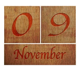Wooden calendar November 9.
