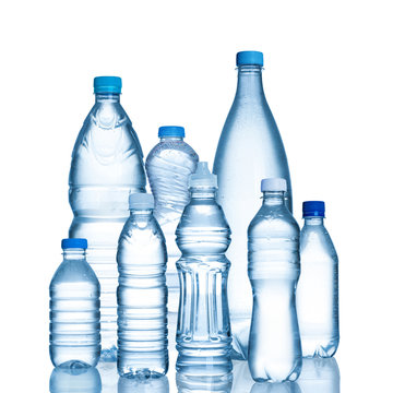 Plastic water bottles isolated on white background