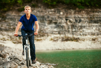 Extreme biking in mountain