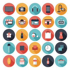 Flat shopping icons set