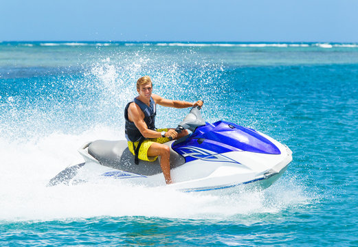 Young Man On Jet Ski