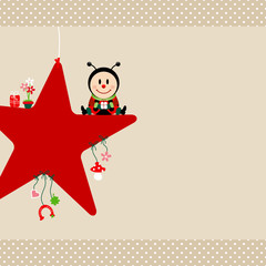 Ladybug Gift On Star & Symbols Beige