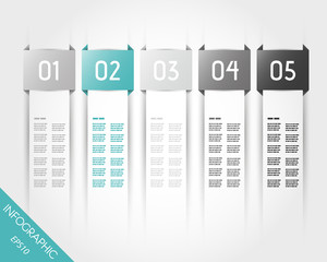 turquoise transparent five rectangular infographic stickers