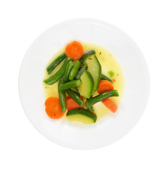 A serving of zucchini carrots and green beans