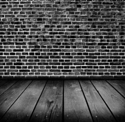 old room with brick wall . Ready for product montage display.