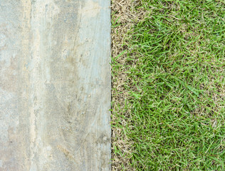 concrete floor and grass ground