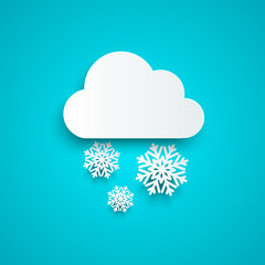 Paper cloud with snowflakes