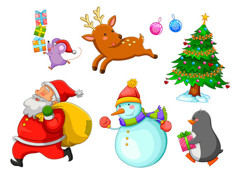 set of Christmas cartoons