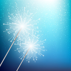 Starry sparklers on blue background