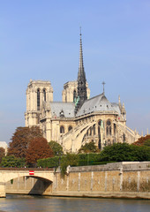 Fototapeta na wymiar Notre Dame de Paris and the Seine river in Paris